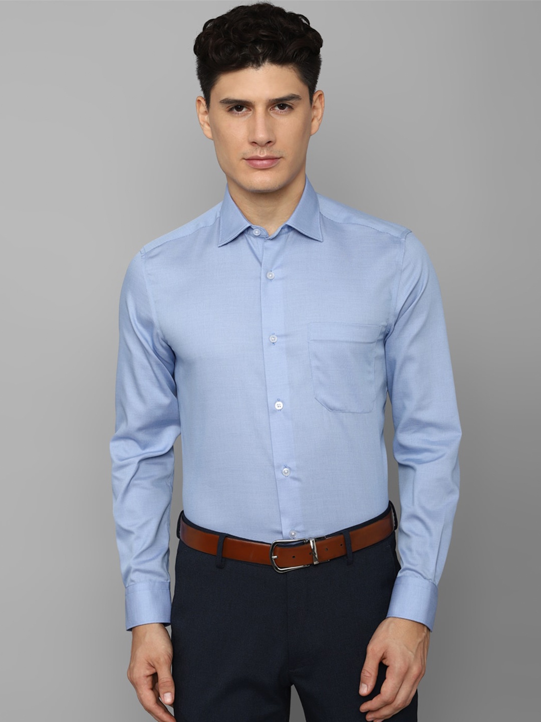 

Louis Philippe Men Slim Fit Pure Cotton Formal Shirt, Blue