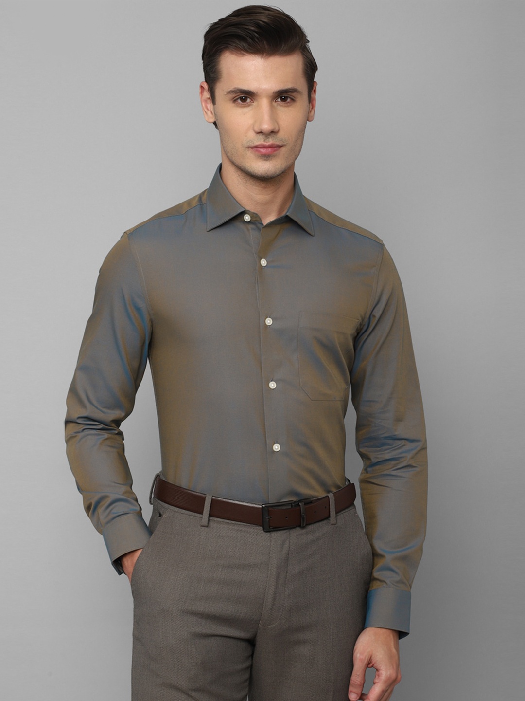 

Louis Philippe Men Slim Fit Formal Pure Cotton Shirt, Olive