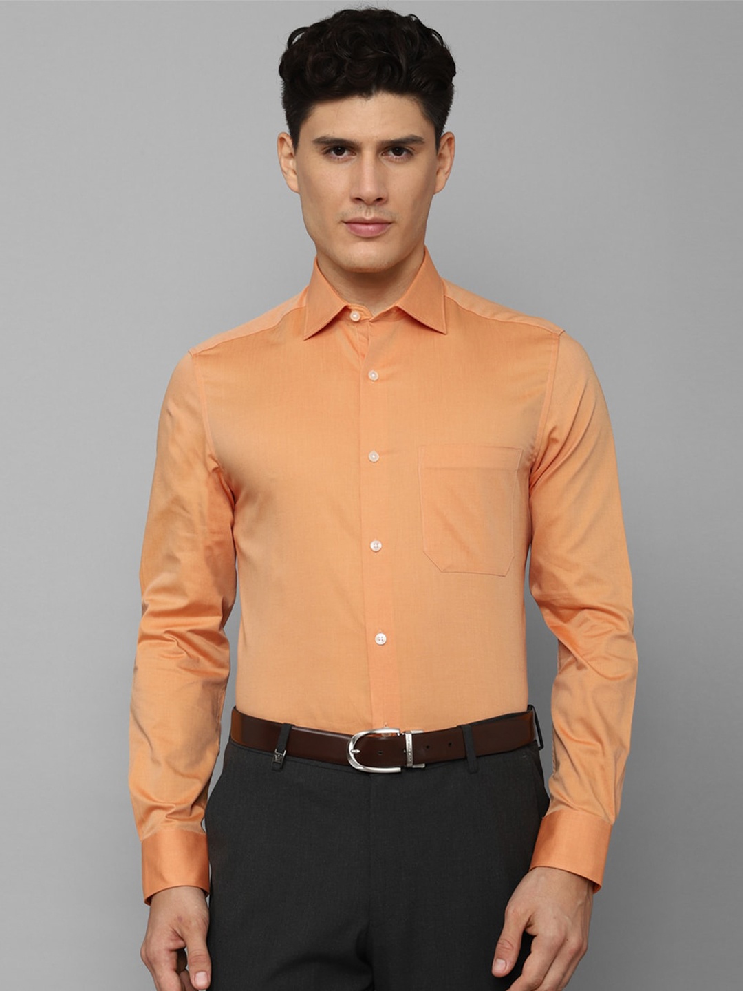 

Louis Philippe Men Slim Fit Formal Pure Cotton Shirt, Orange