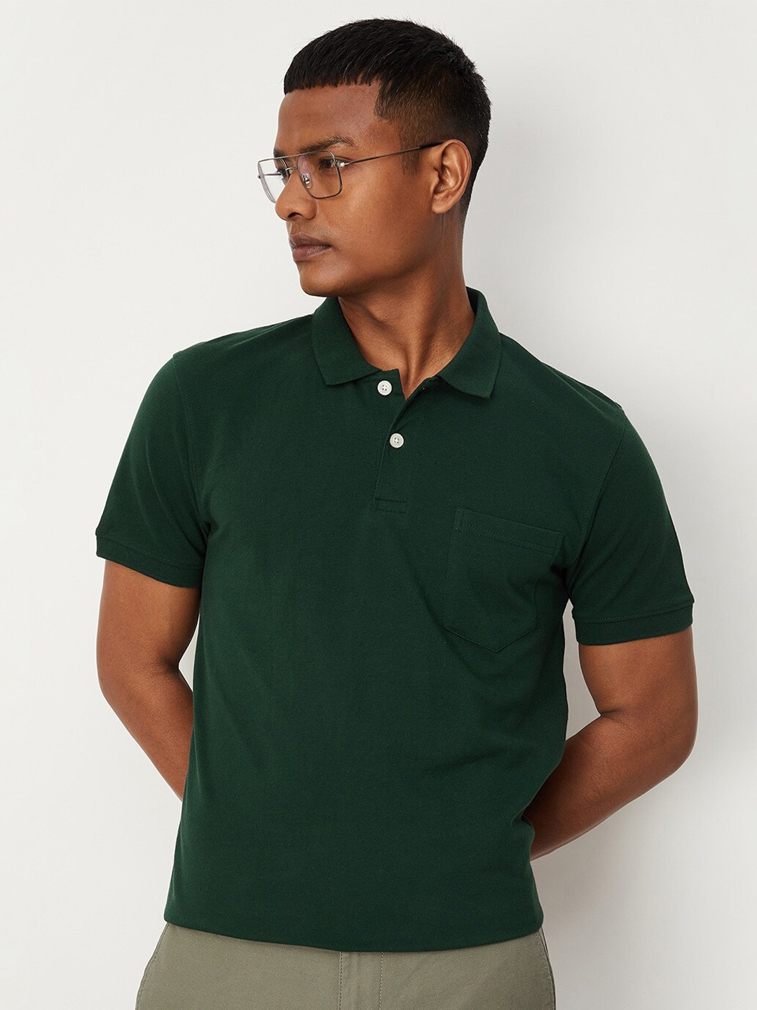 

max Men Polo Collar T-shirt, Green
