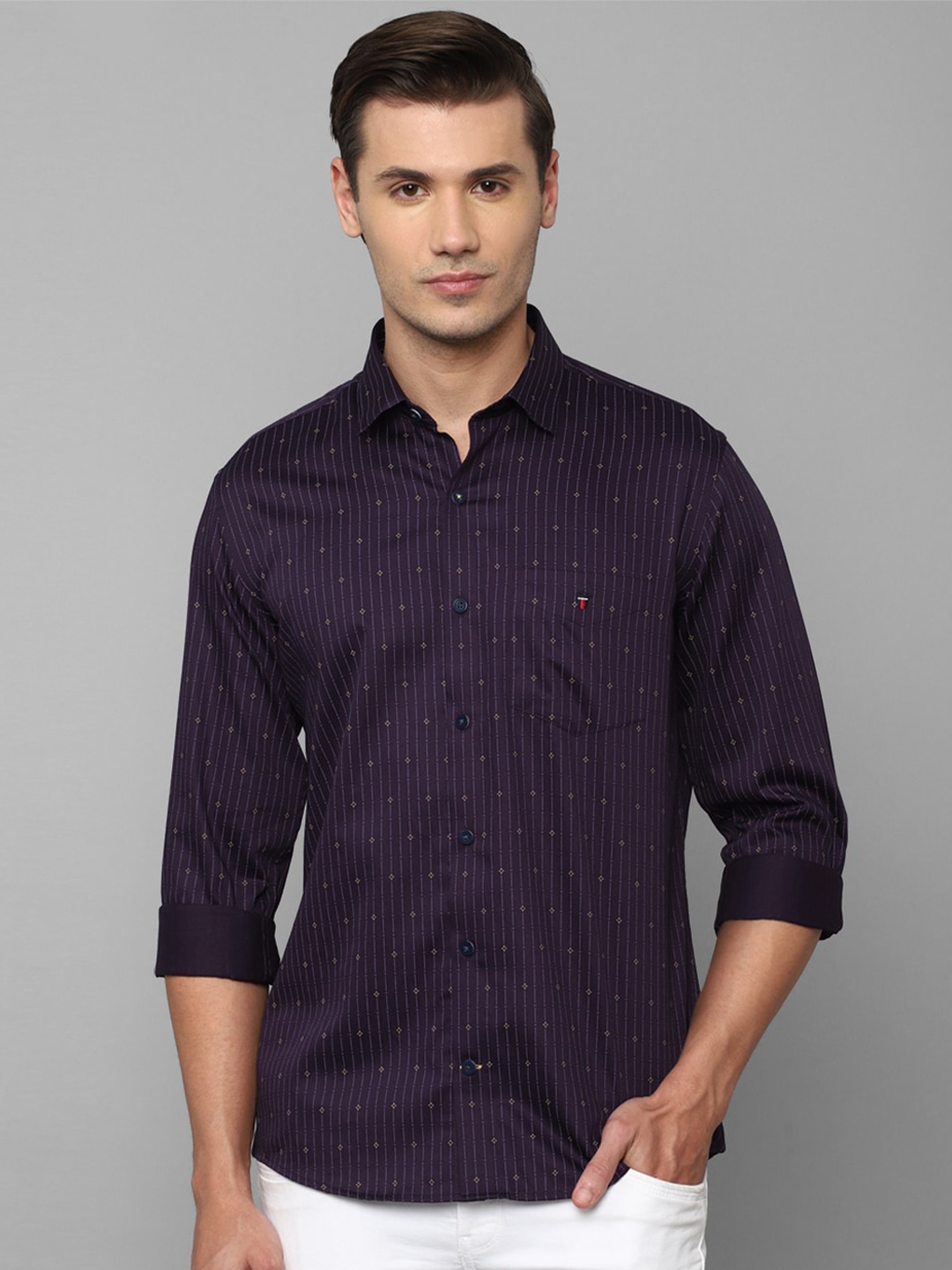 

Louis Philippe Sport Men Slim Fit Printed Casual Cotton Shirt, Purple