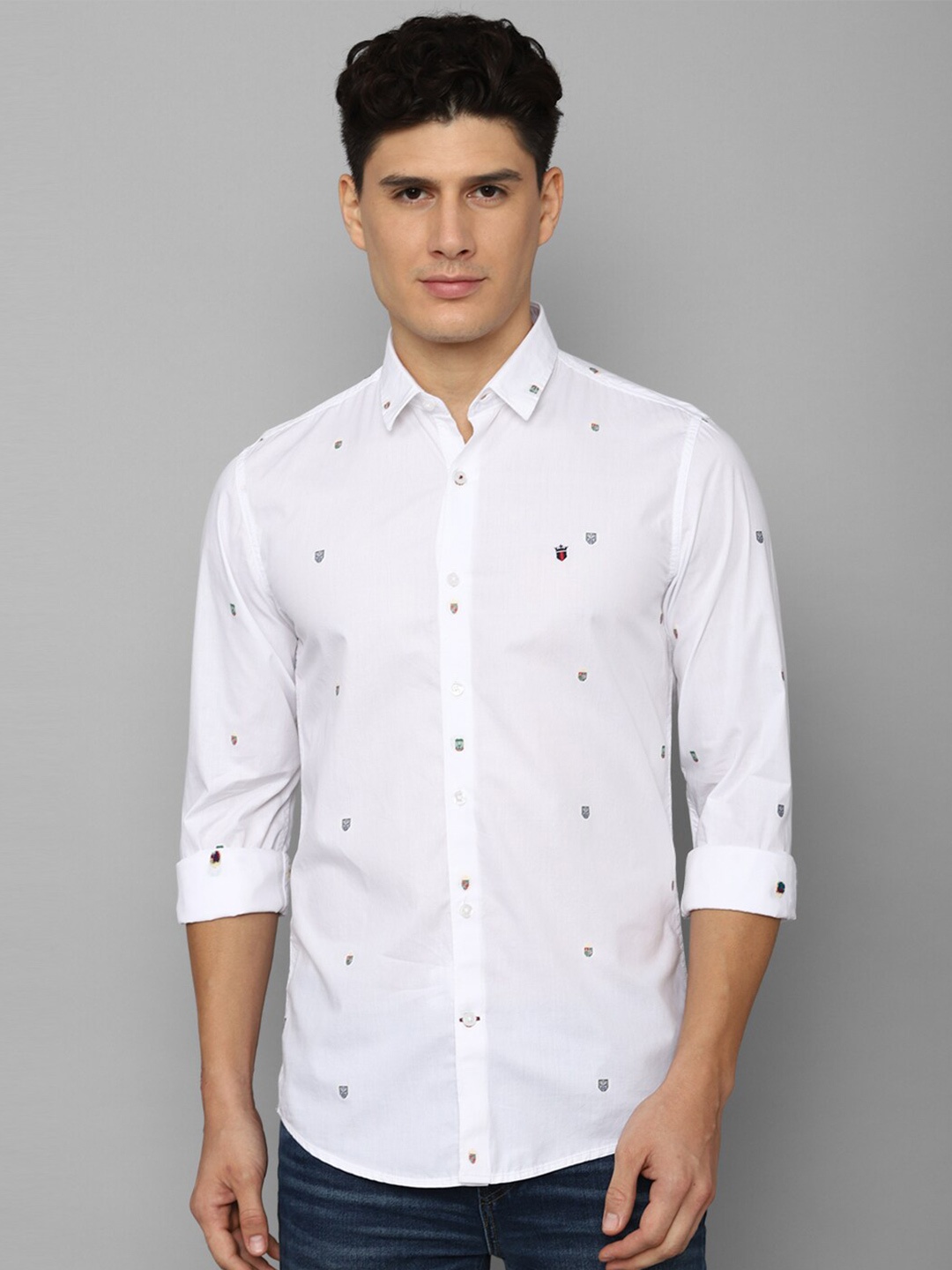 

Louis Philippe Sport Men Slim Fit Printed Casual Pure Cotton Shirt, White