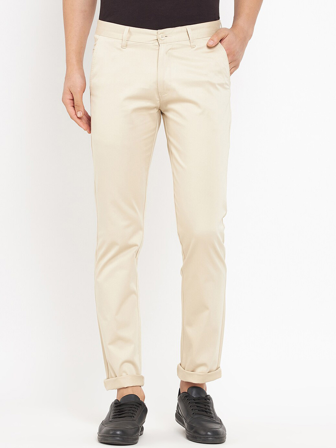 

Duke Men Cotton Mid Rise Slim Fit Trousers, Beige
