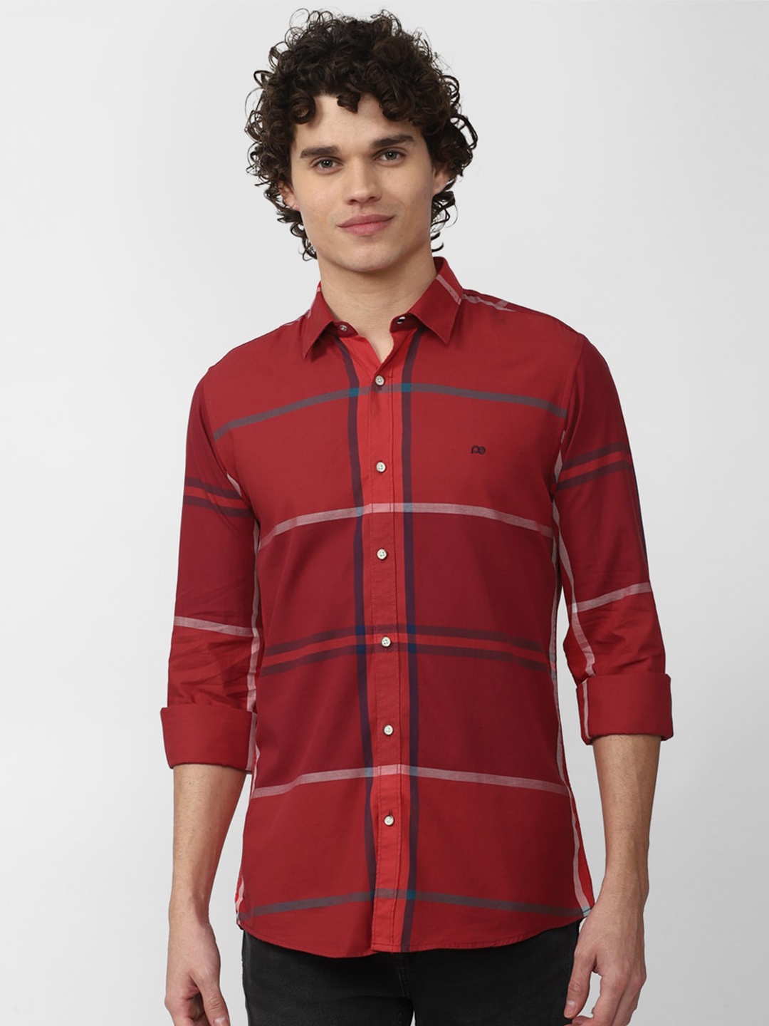 

Peter England Casuals Men Slim Fit Striped Casual Cotton Shirt, Maroon