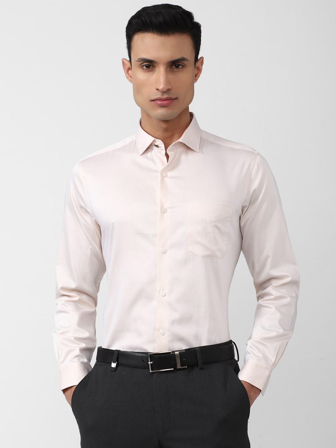 

Peter England Elite Men Spread Collar Formal Cotton Shirt, Cream