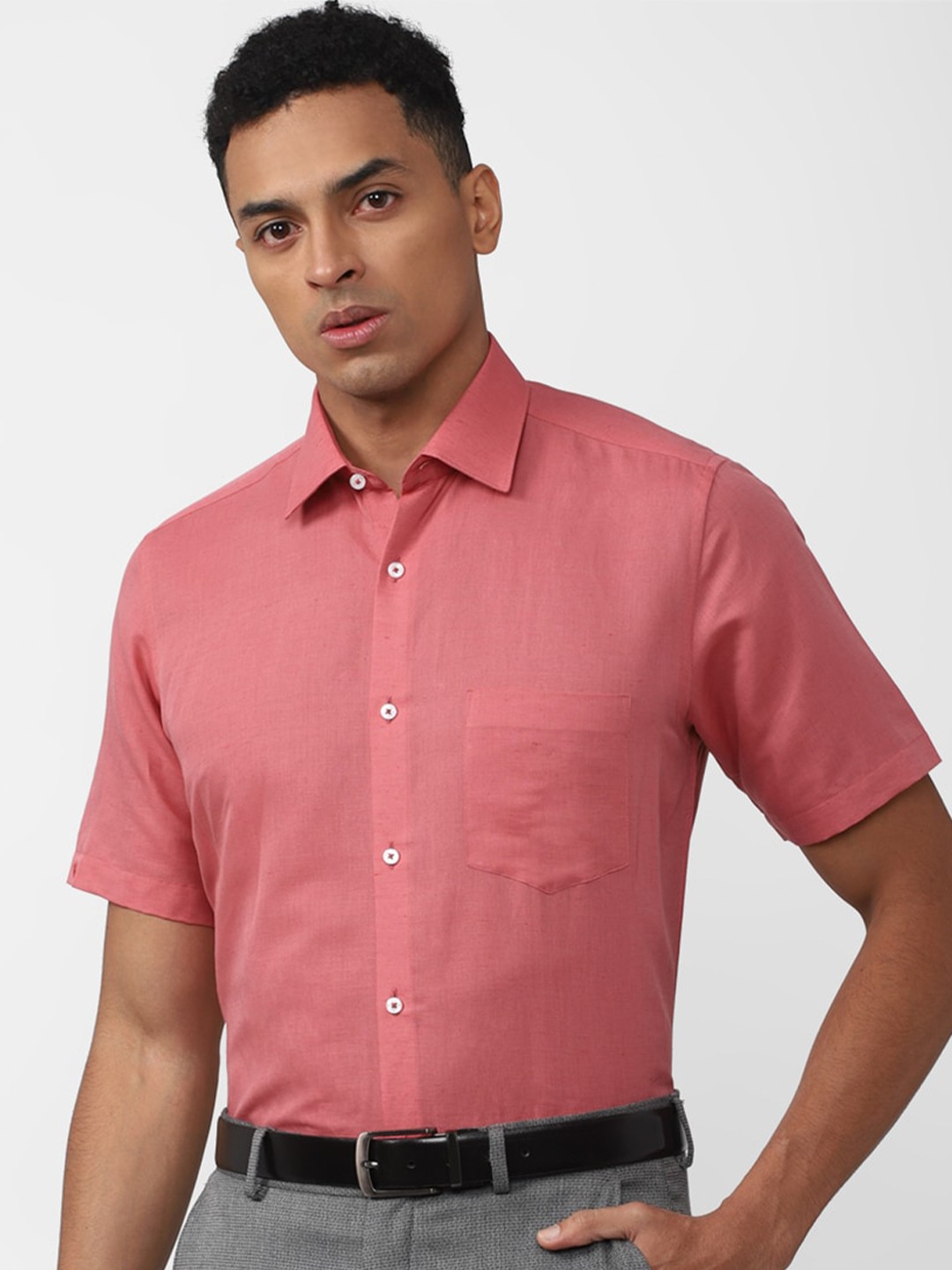 

Van Heusen Men Short Sleeves Formal Shirt, Pink