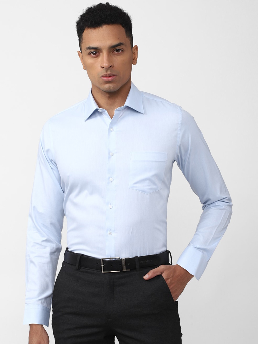 

Van Heusen Men Slim Fit Formal Cotton Shirt, Blue