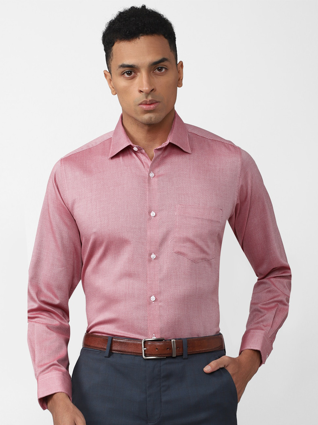 

Van Heusen Men Printed Pure Cotton Formal Shirt, Pink