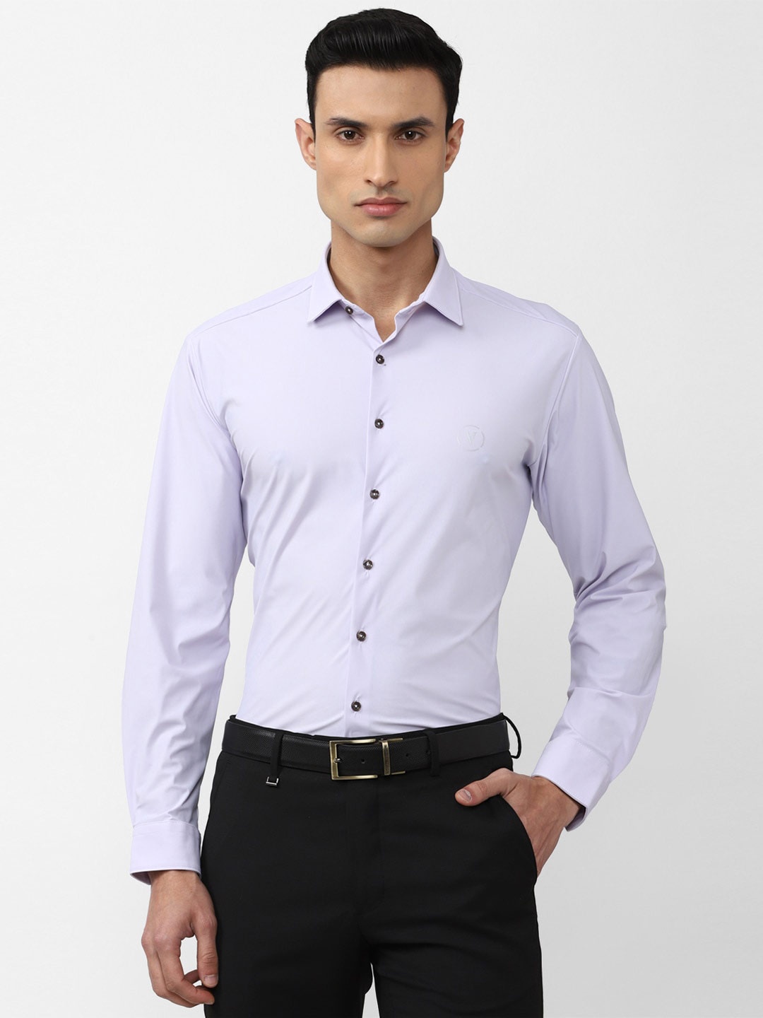

Van Heusen Move Labs Slim Fit Stretchable Cotton Stain Resistant Anti-Bacterial Formal Shirt, Purple