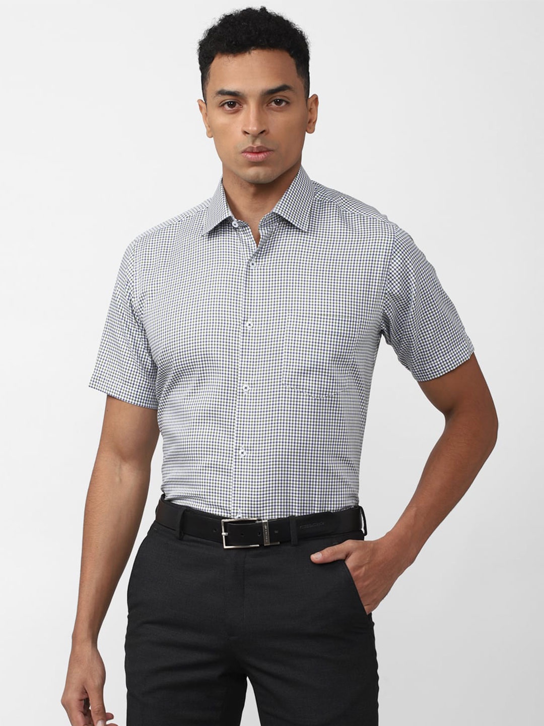 

Van Heusen Men Micro Checked Formal Pure Cotton Shirt, White