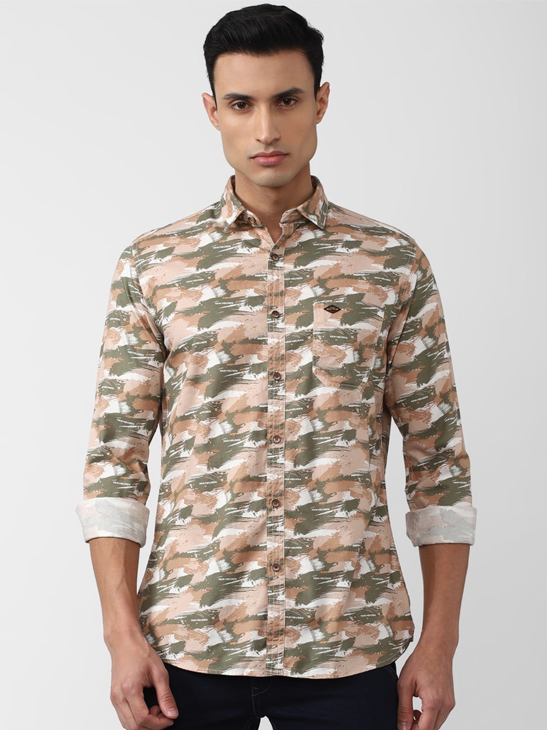 

VAN HEUSEN DENIM LABS Men Slim Fit Printed Pure Cotton Casual Shirt, White