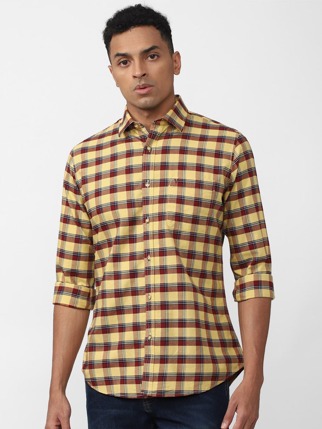 

Van Heusen Sport Men Slim Fit Checked Casual Shirt, Yellow