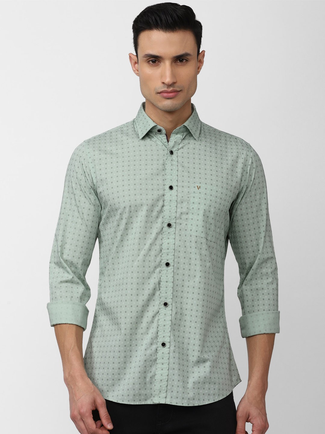 

Van Heusen Sport Men Green Slim Fit Micro Ditsy Printed Casual Pure Cotton Shirt