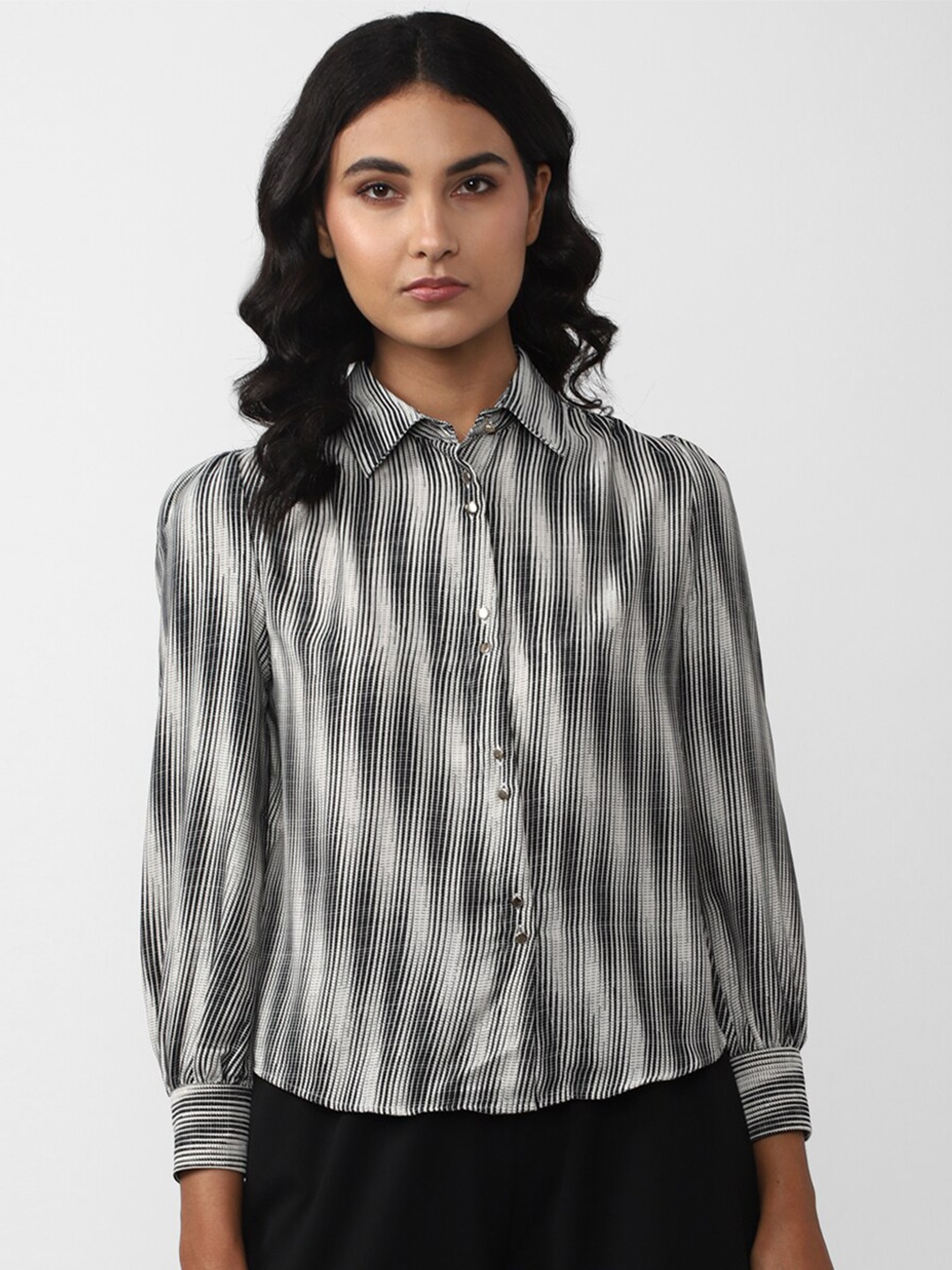

Van Heusen Woman Striped Pure Cotton Formal Shirt, Grey