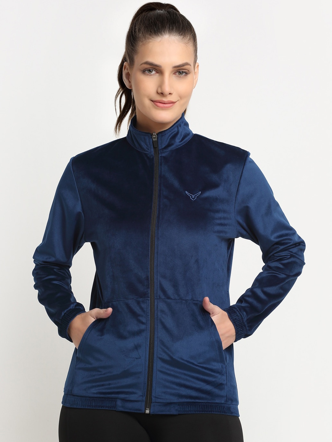 

Invincible Women Velour Full Zip Jacket, Navy blue