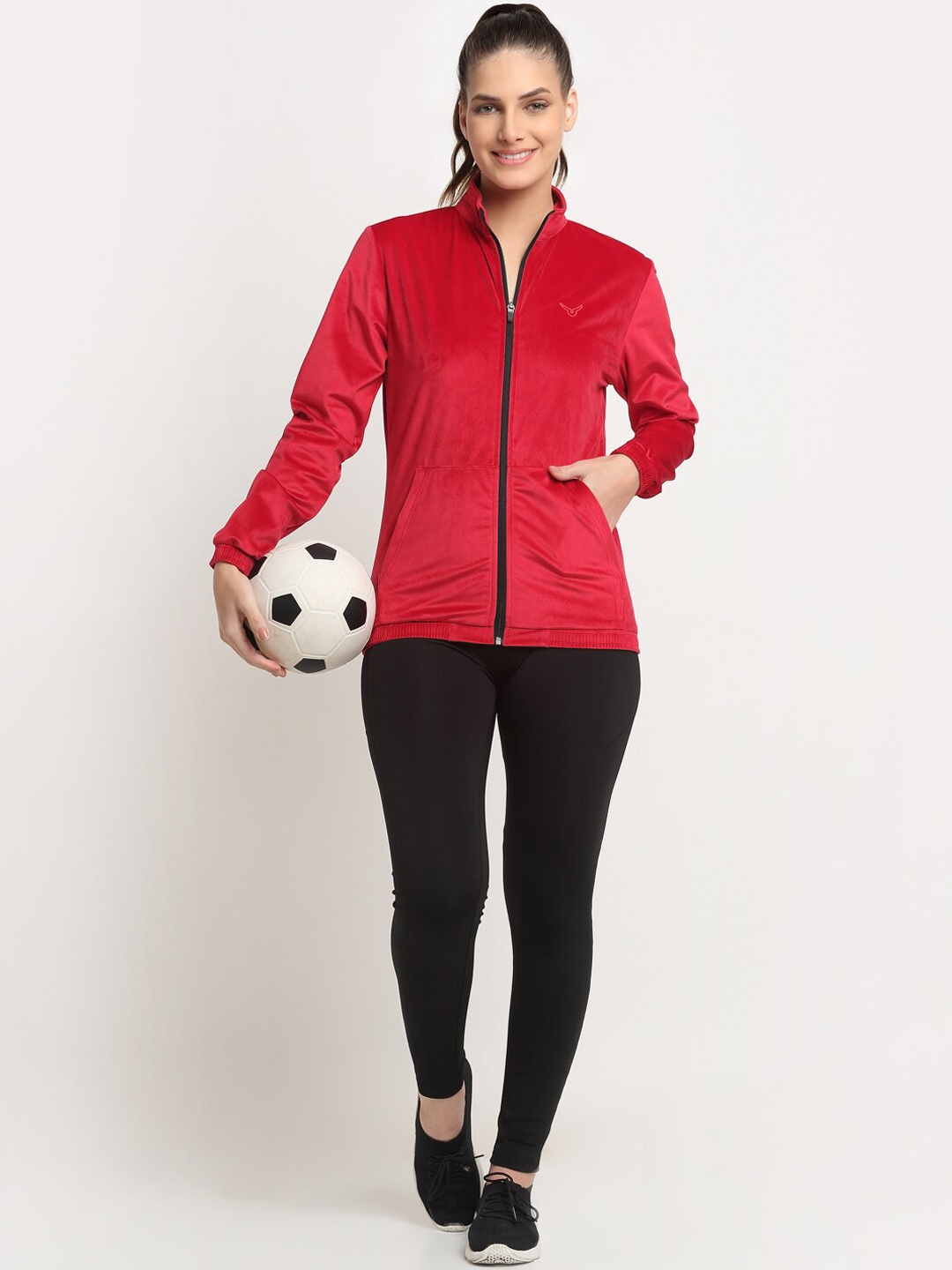 

Invincible Women Velour Full Zip Jacket, Red