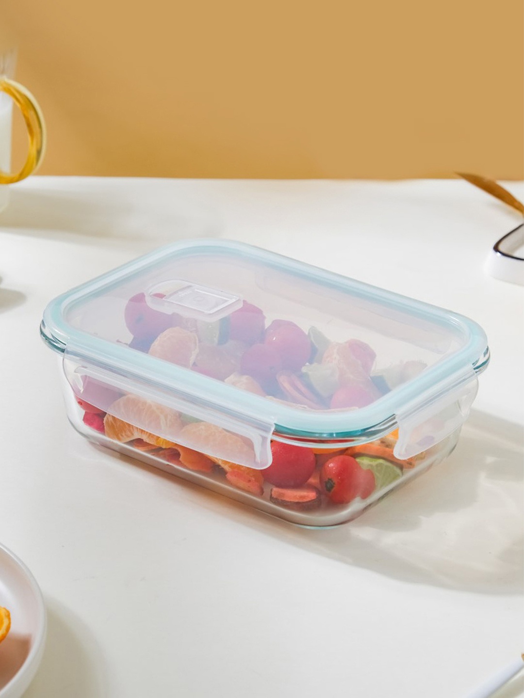

Nestasia Transparent & Mint Green Microwave Safe Borosilicate glass Lunch Box 900 ml