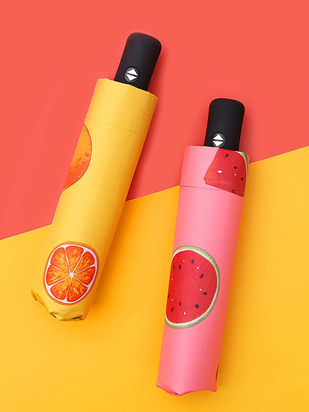 

HOUSE OF QUIRK Printed 2 Fold Umbrella With Carrying Pouch, Orange