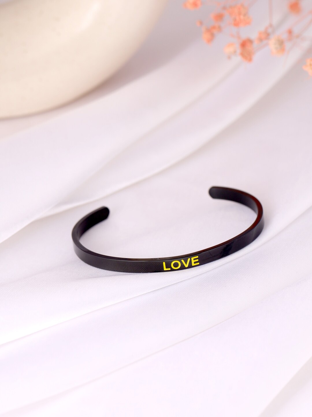 

Tistabene Women Rhodium-Plated Cuff Bracelet, Black