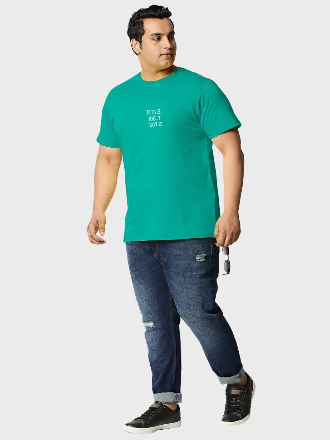 

Bewakoof Plus Men Plus Size Printed T-shirt, Green