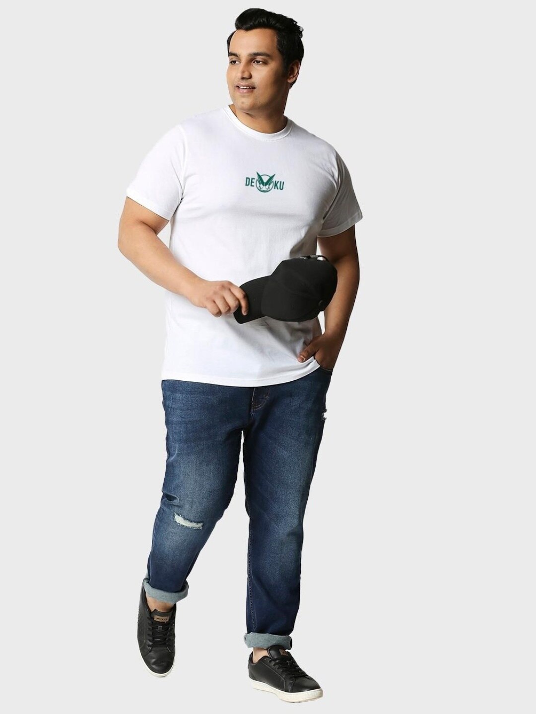

Bewakoof Men Deku Graphic Back Printed Plus Size T-shirt, White