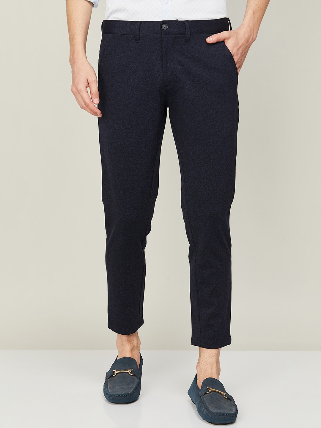 

CODE by Lifestyle Men Mid Rise Relaxed Trousers, Navy blue