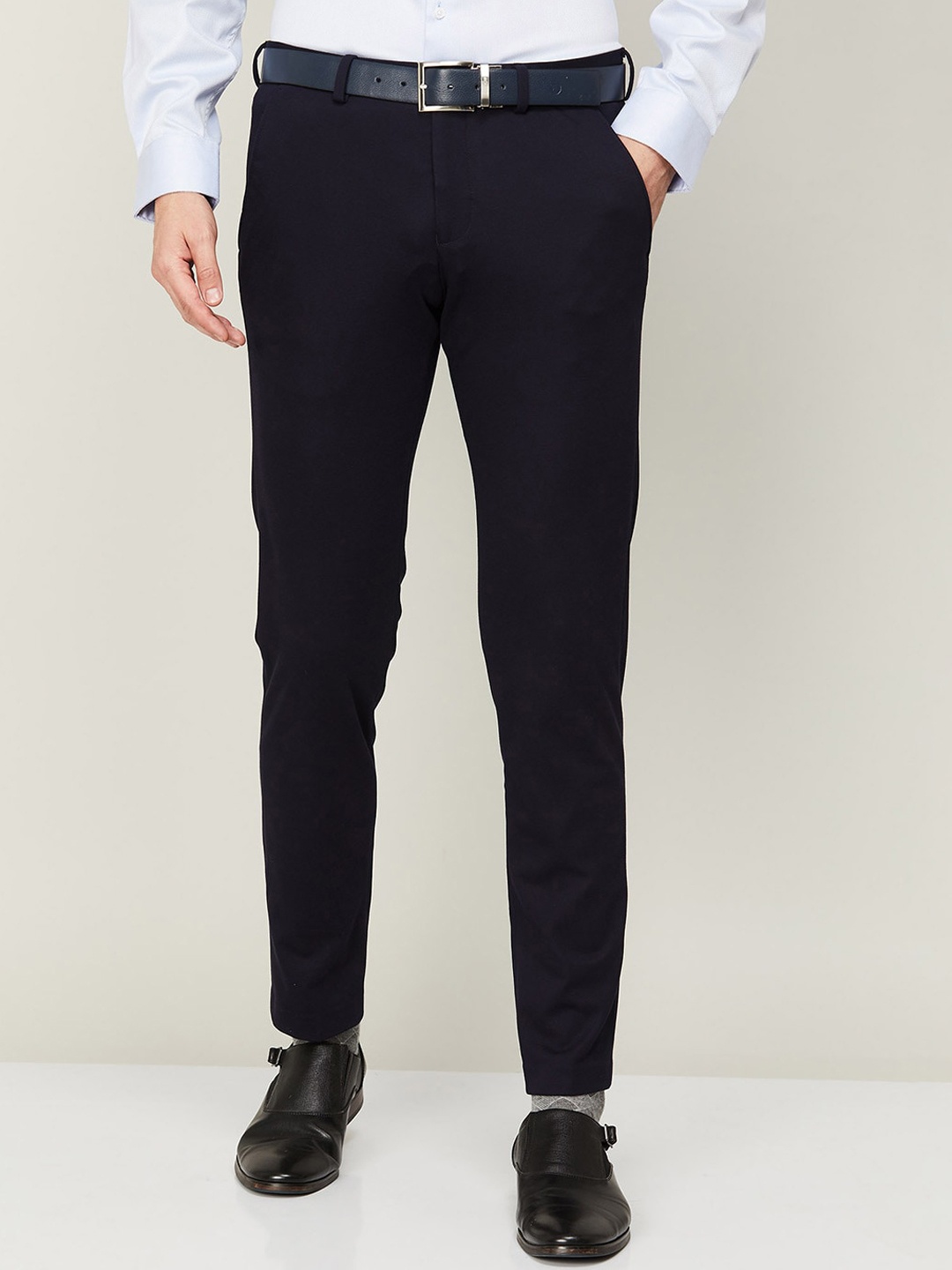 

CODE by Lifestyle Men Mid Rise Relaxed Formal Trousers, Navy blue