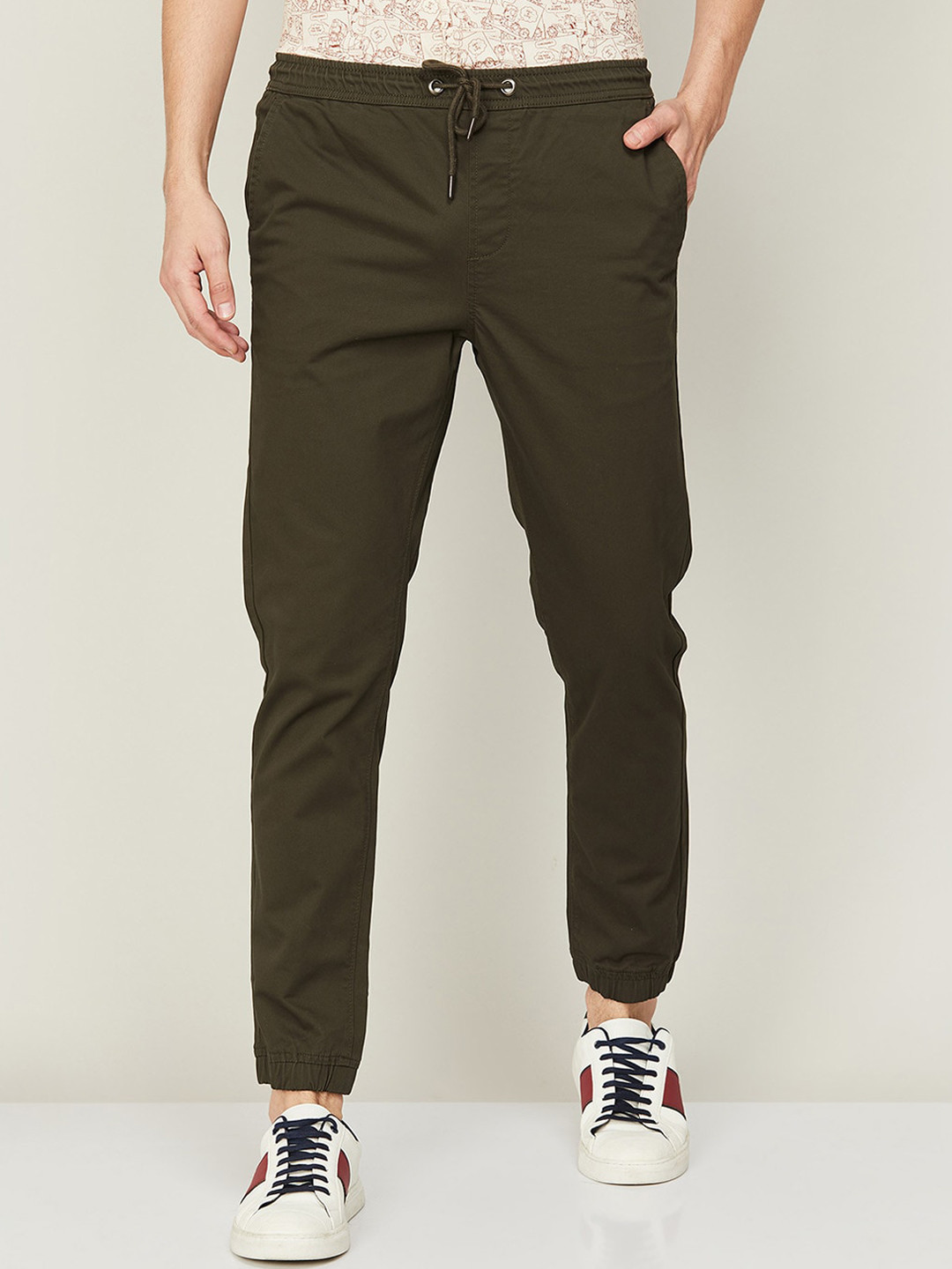 

Fame Forever by Lifestyle Men Cotton Relaxed Joggers, Olive