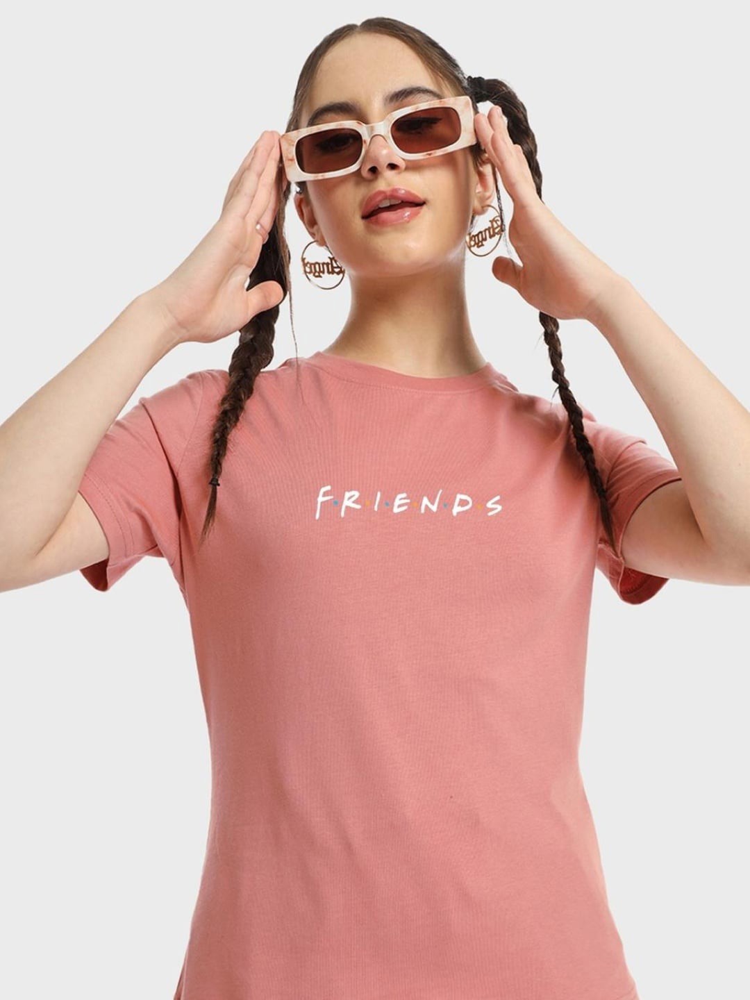 

Bewakoof Women Typography Printed Cotton T-shirt, Pink