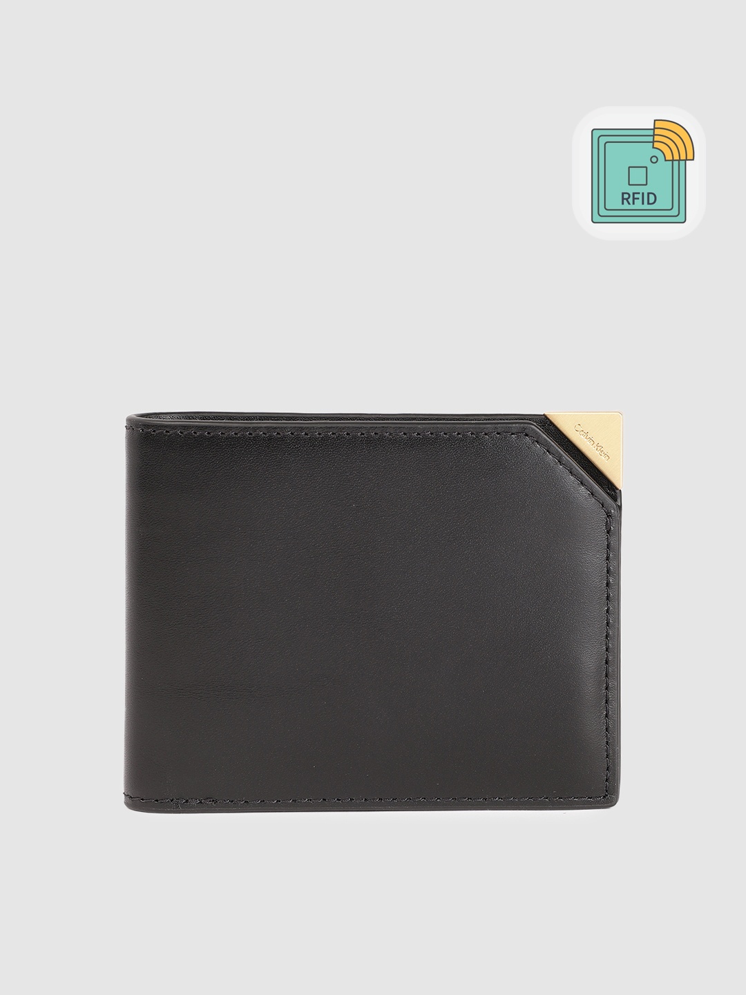 

Calvin Klein Men Leather Two Fold Wallet, Black