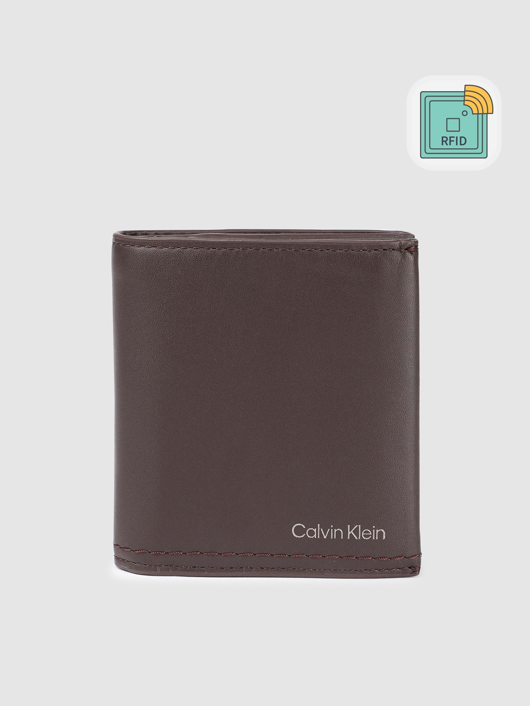 

Calvin Klein Men Solid Leather Two Fold Wallet With RFID, Brown