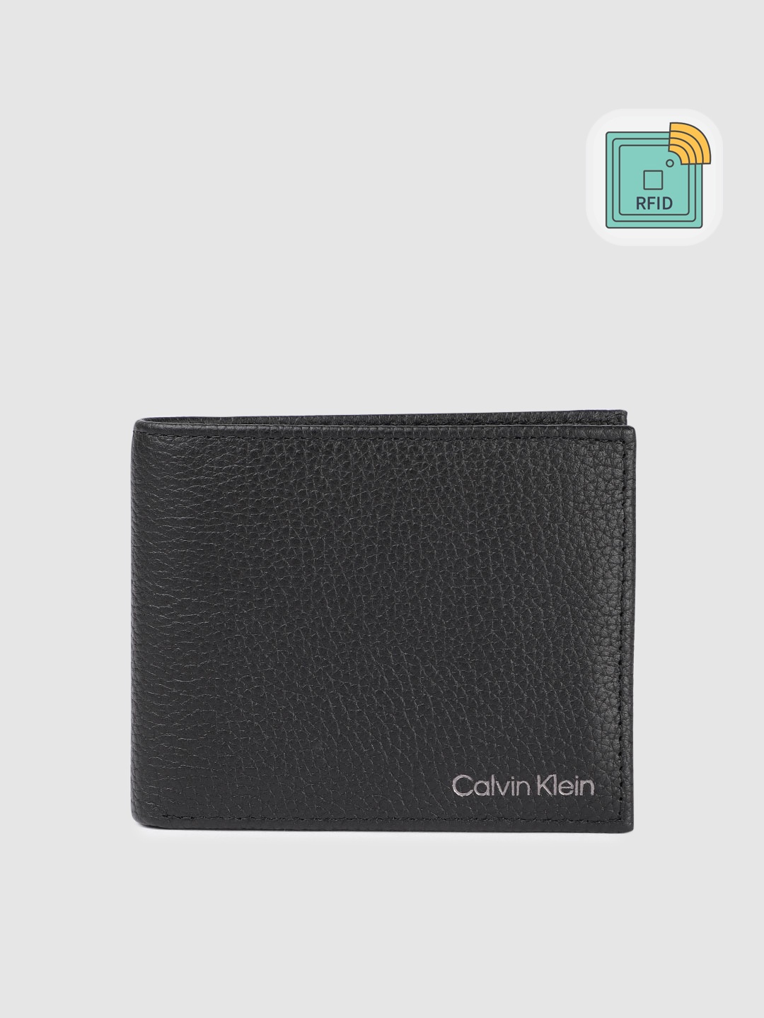 

Calvin Klein Men Animal Textured Leather Two Fold Wallet With RFID, Black