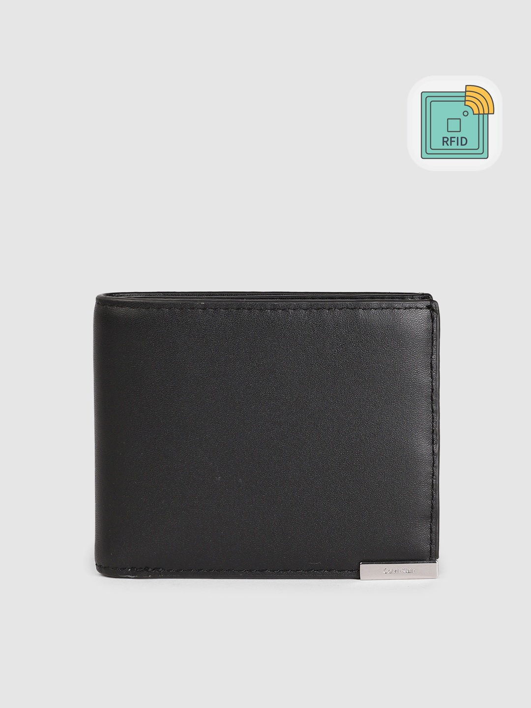 

Calvin Klein Men Solid Leather Two Fold Wallet With RFID, Black