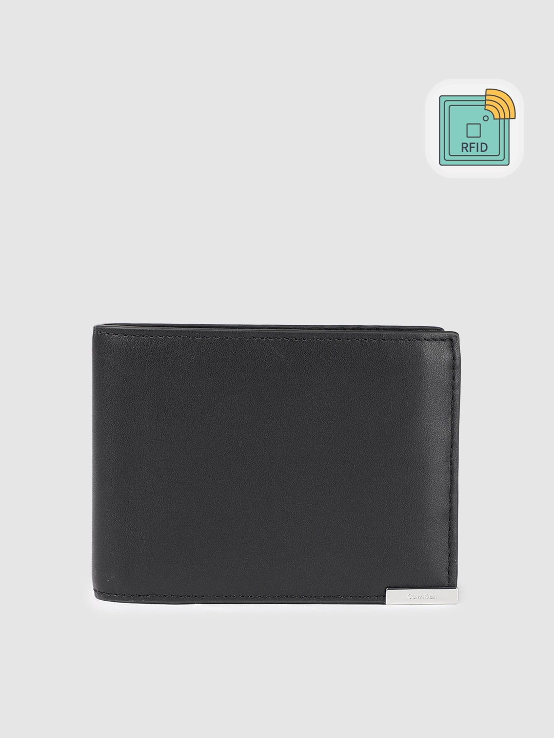 

Calvin Klein Men Solid Leather Two Fold Wallet With RFID, Black