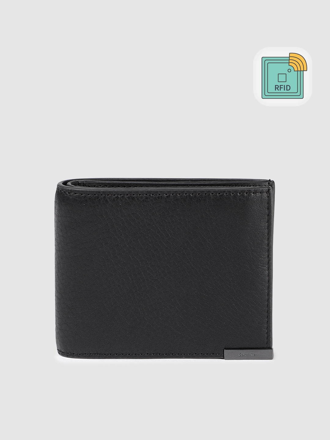 

Calvin Klein Men Animal Textured Leather Two Fold Wallet With RFID, Black