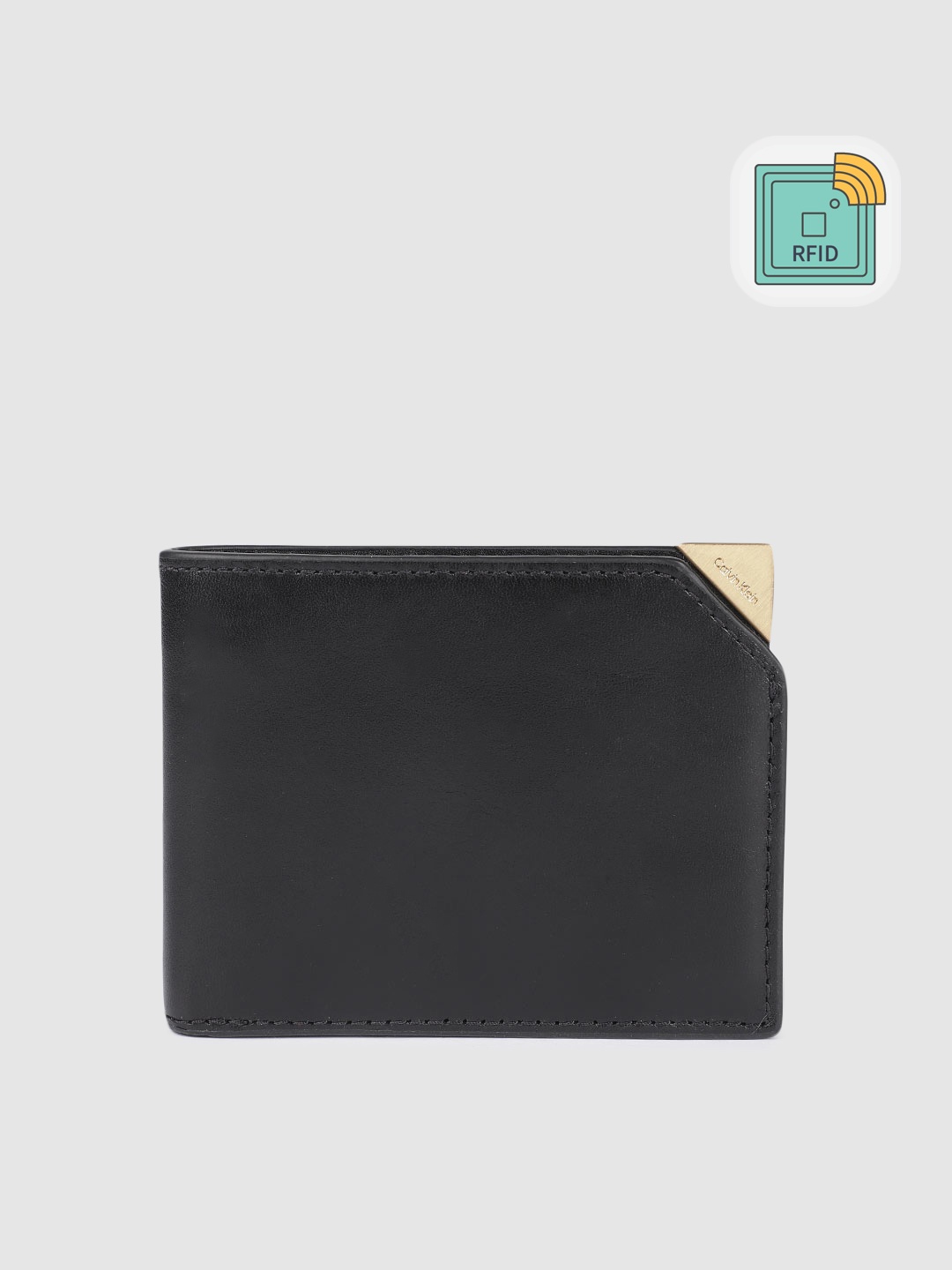 

Calvin Klein Men Leather Two Fold Wallet, Black