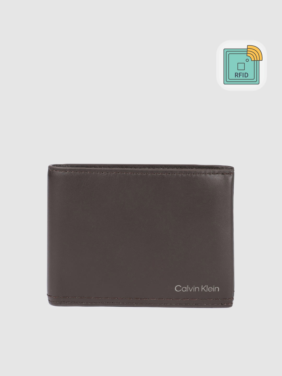 

Calvin Klein Men Leather Two Fold Wallet, Brown