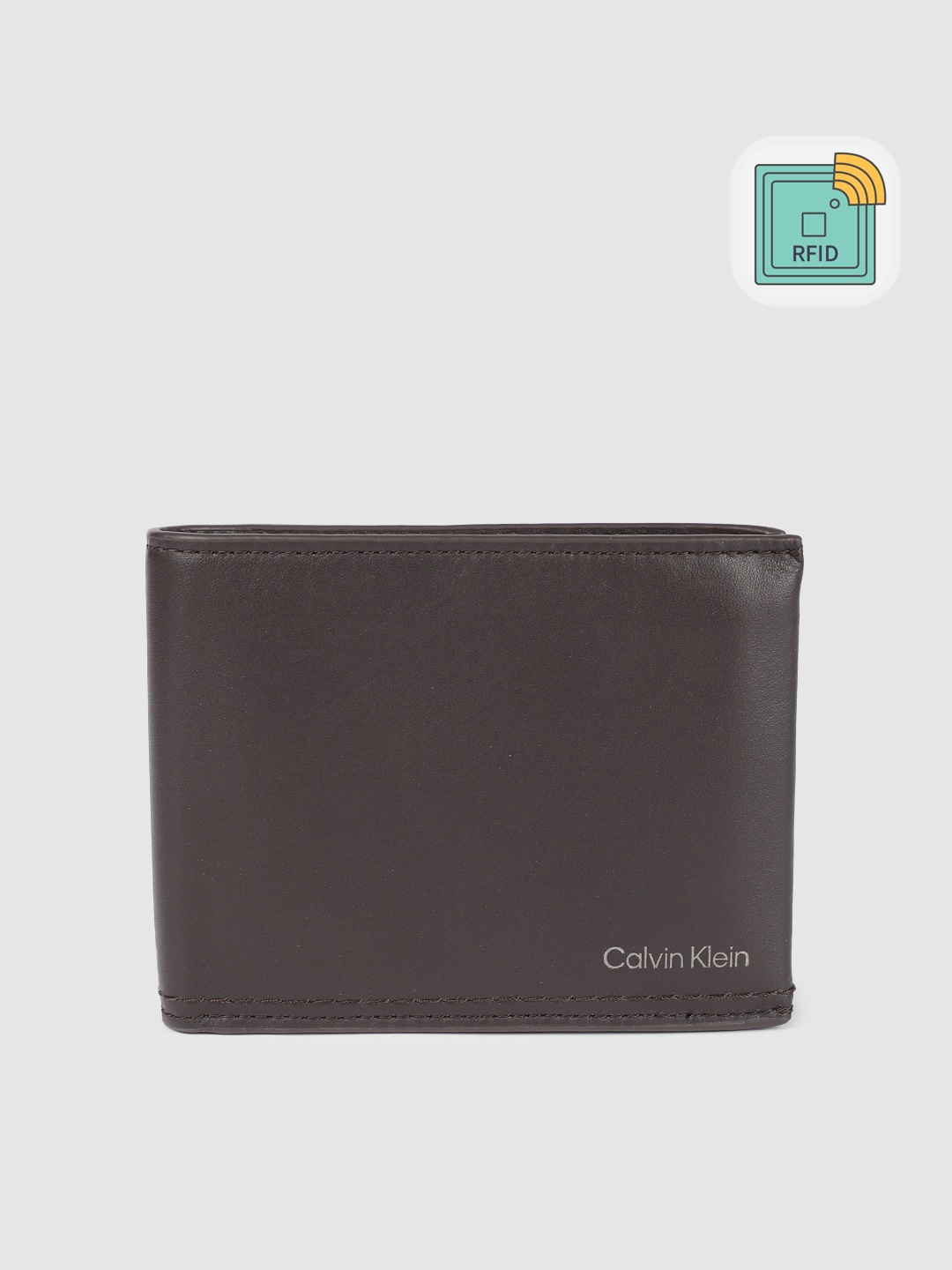

Calvin Klein Men Leather Three Fold Wallet, Brown