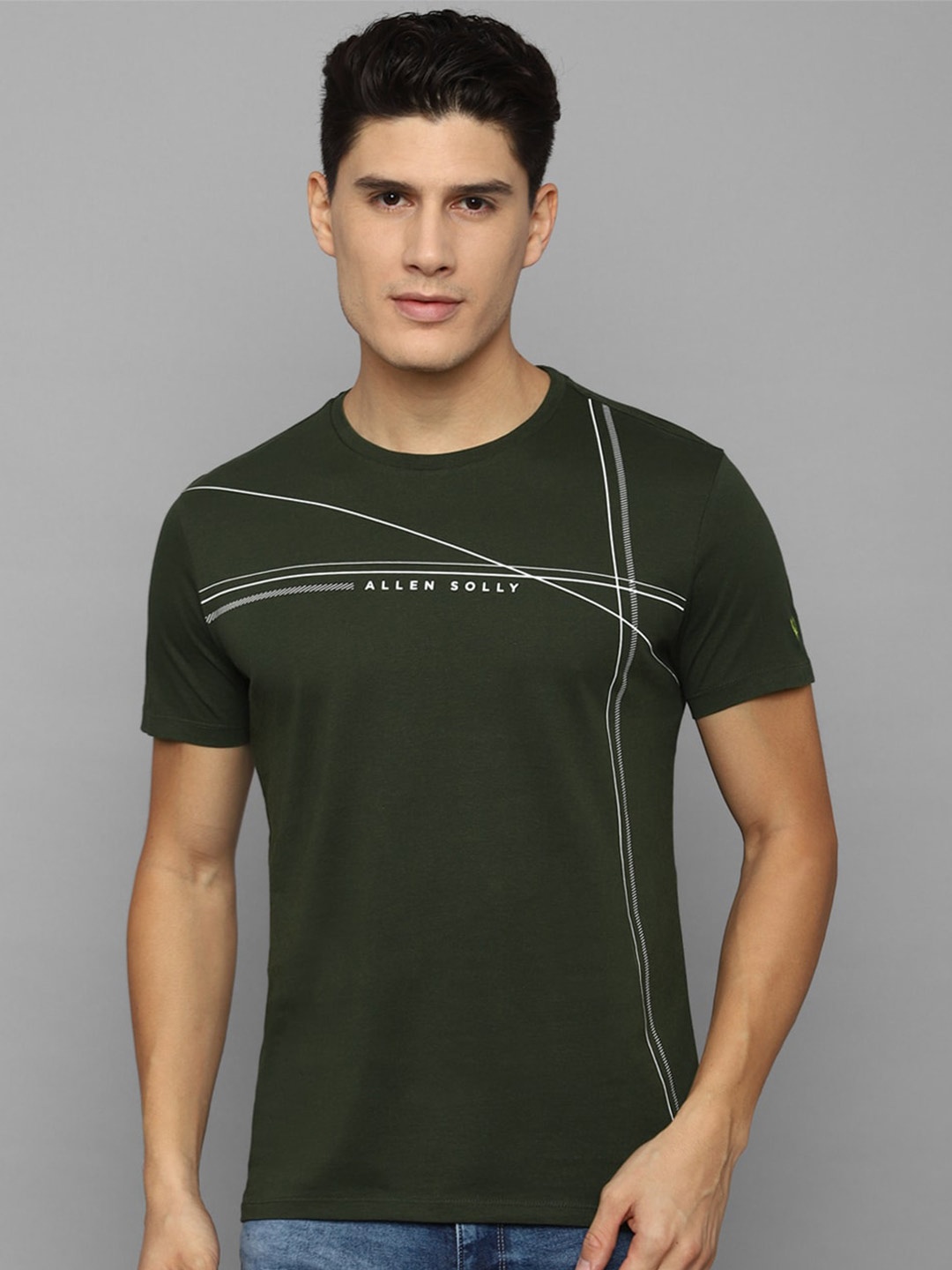 

Allen Solly Men Slim Fit Cotton T-shirt, Green