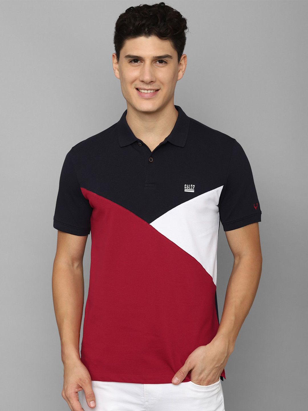 

Allen Solly Men Colourblocked Polo Collar Cotton T-shirt, Maroon