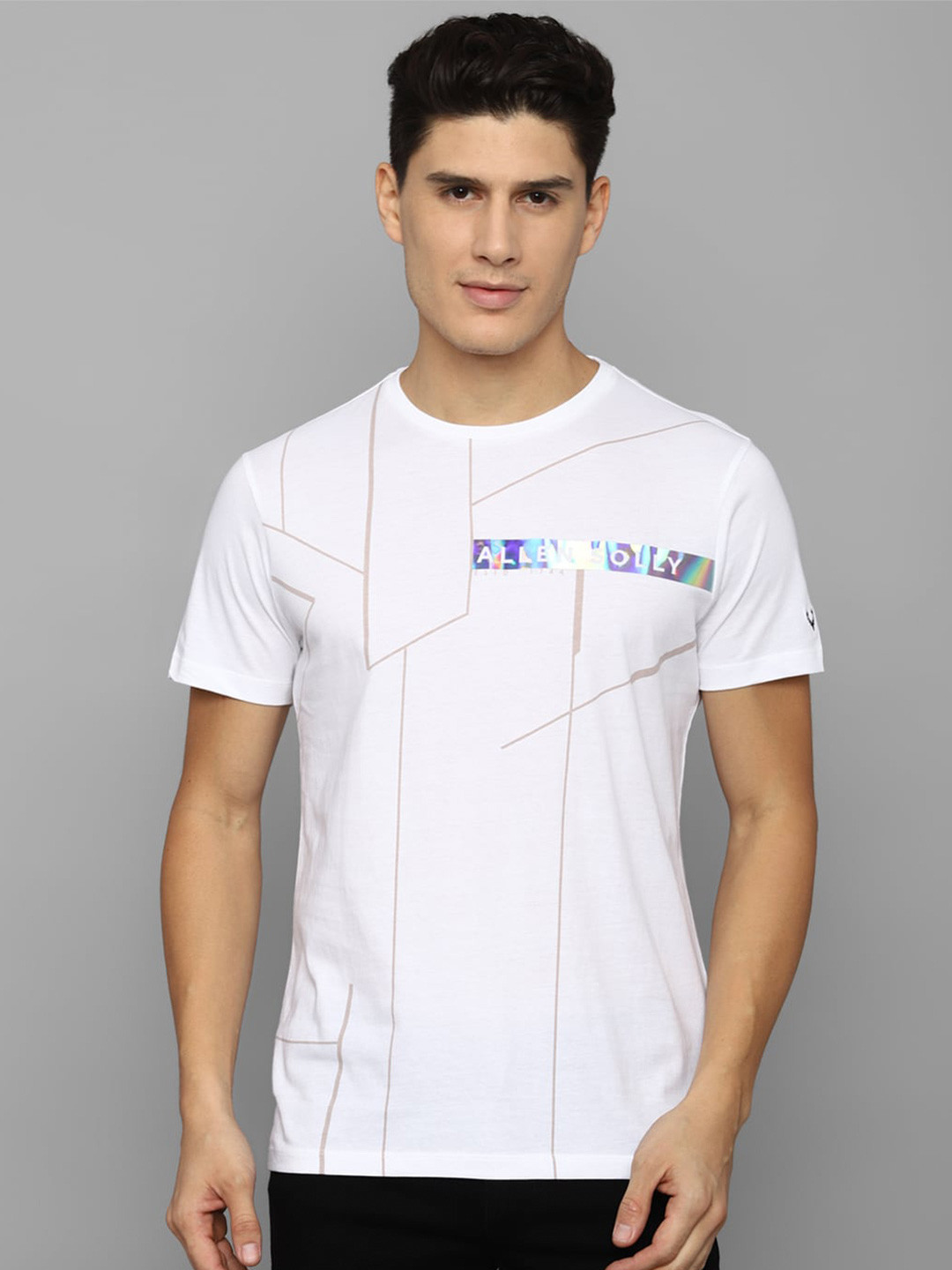 

Allen Solly Men Printed Slim Fit Cotton T-shirt, White