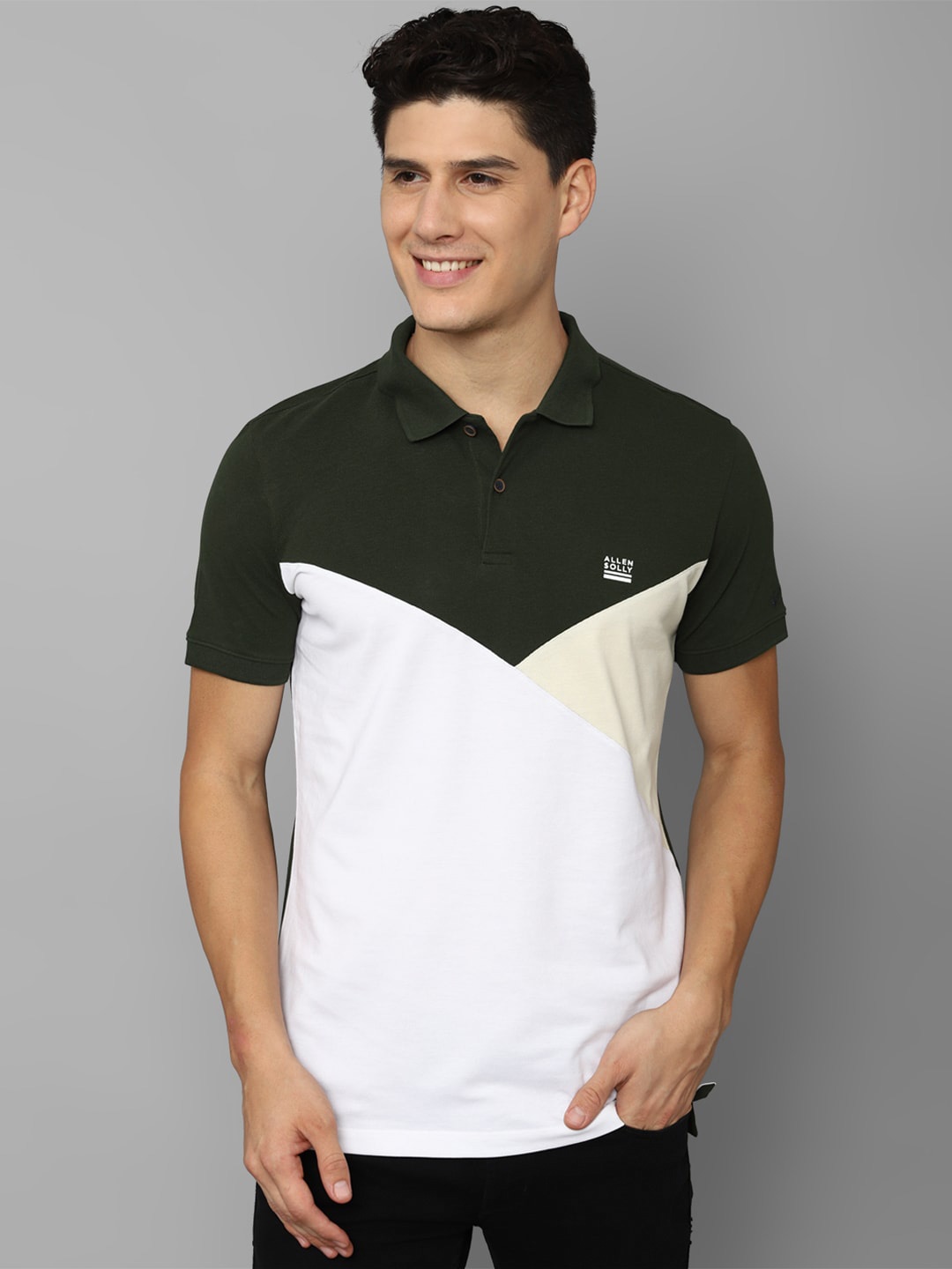 

Allen Solly Men Colourblocked Polo Collar Cotton T-shirt, White