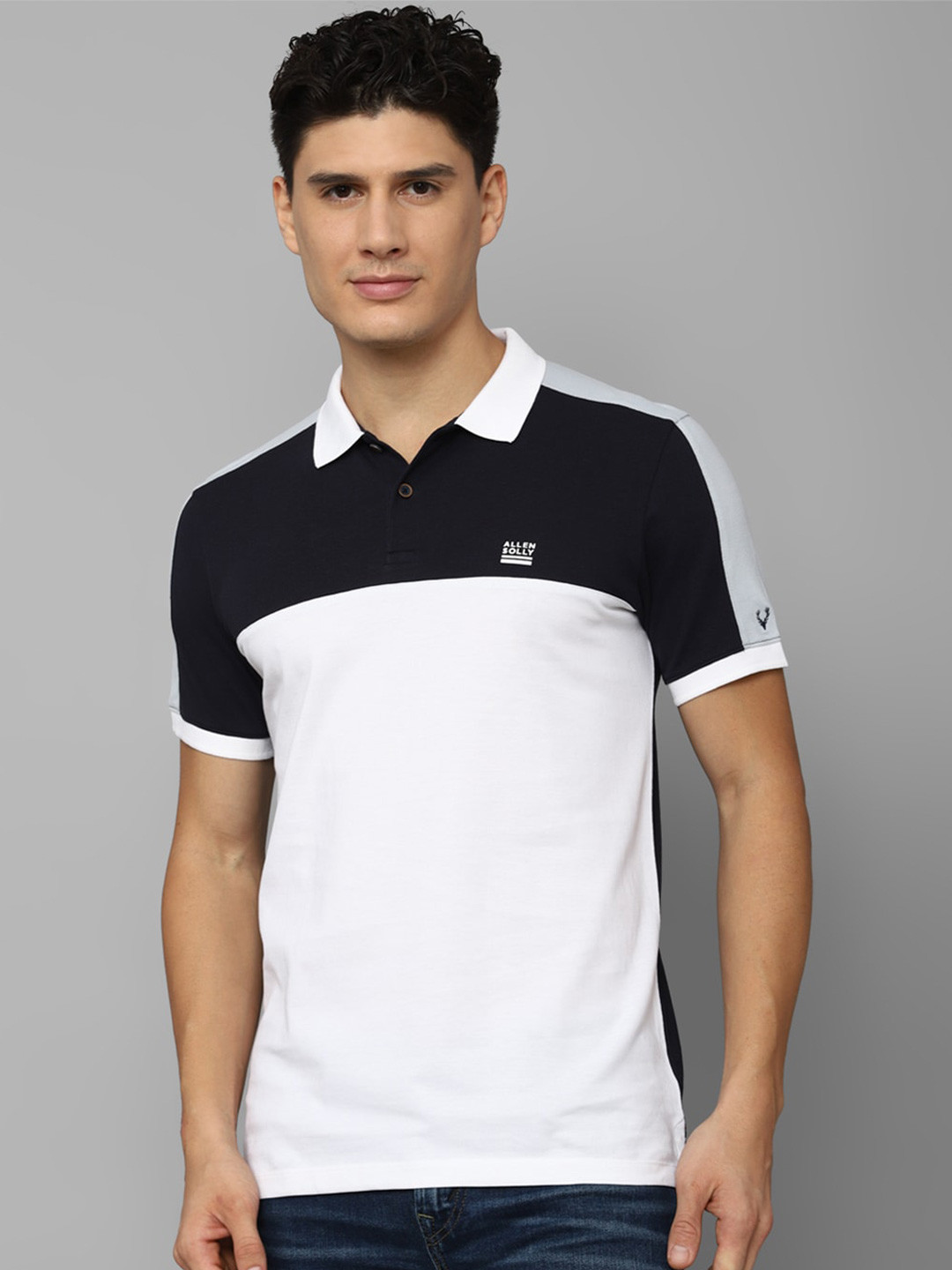 

Allen Solly Men Colourblocked Polo Collar Monochrome T-shirt, White