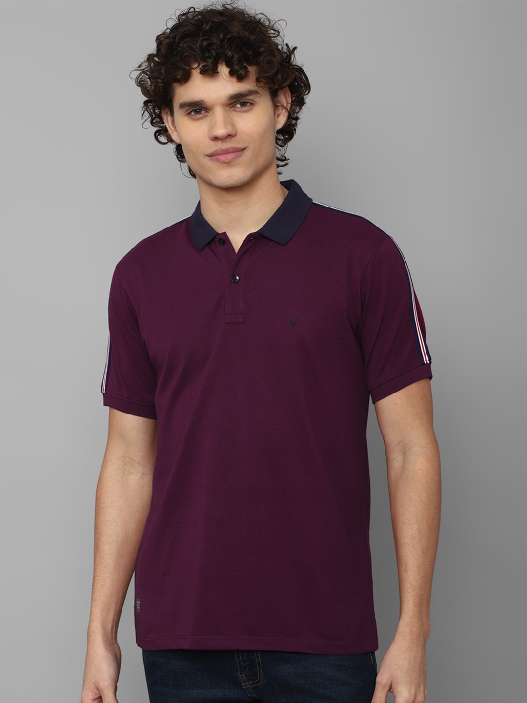 

Allen Solly Men Striped Polo Collar Cotton T-shirt, Purple