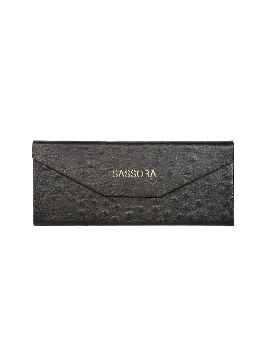 

Sassora Textured Leather Sunglass Case, Black