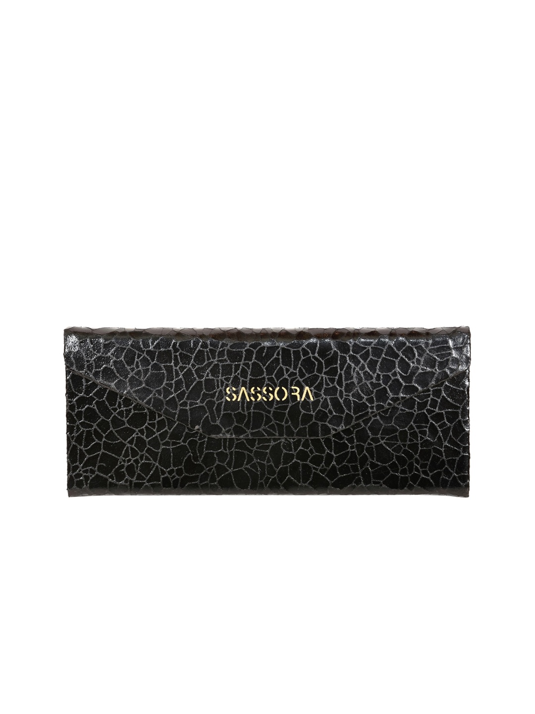 

Sassora Textured Leather Sunglass Case, Black
