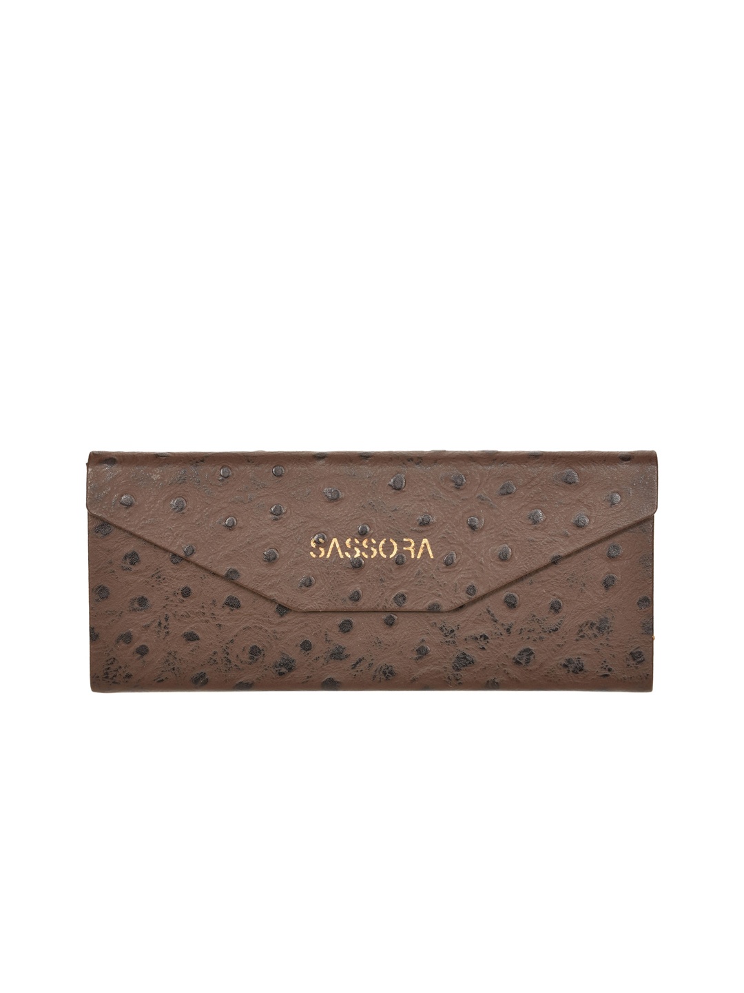 

Sassora Printed Leather Sunglasses Case, Brown