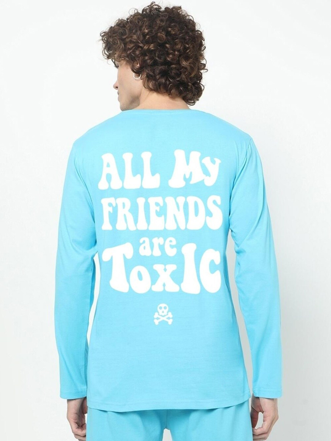 

Bewakoof Men Typography Printed Round Neck Cotton T-shirt, Blue