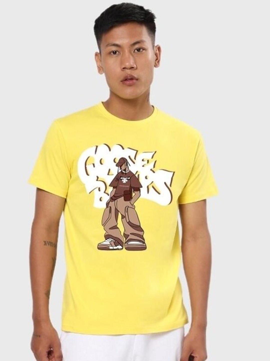 

Bewakoof Men Printed Cotton T-shirt, Yellow