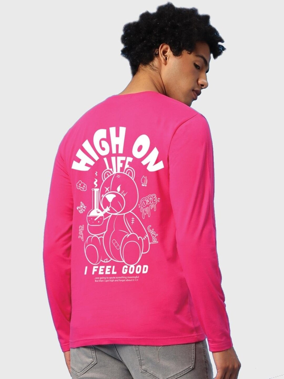 

Bewakoof Men Typography Printed Cotton T-shirt, Pink
